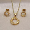 Juego de Arete y Dije de Adulto 10.342.0165 Oro Laminado, Diseño de Torcido, Pulido, Tono Dorado