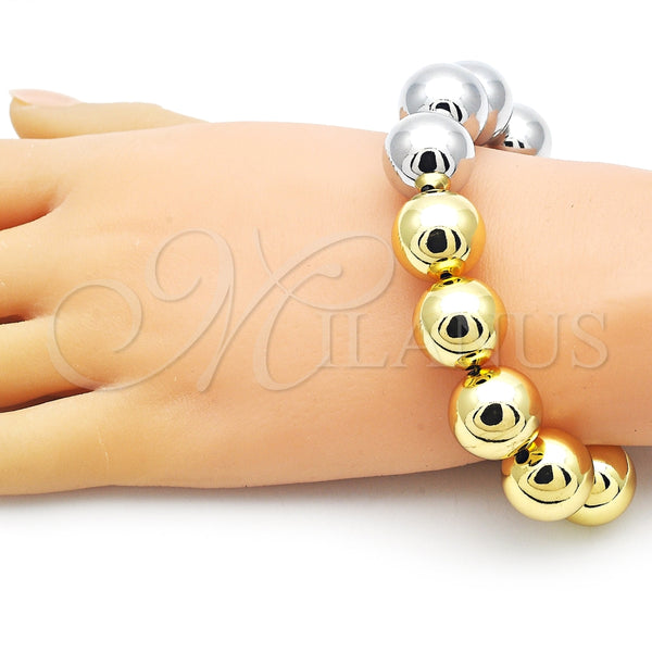 Pulsera Elegante 03.341.0212.08 Oro Laminado, Diseño de Bola, Pulido, Dos Tonos (16 MM Thickness, 8 Inches Length)