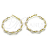Argolla Grande 02.196.0114.50 Oro Laminado, Diseño de Torcido, con Marfil Perla, Pulido, Tono Dorado