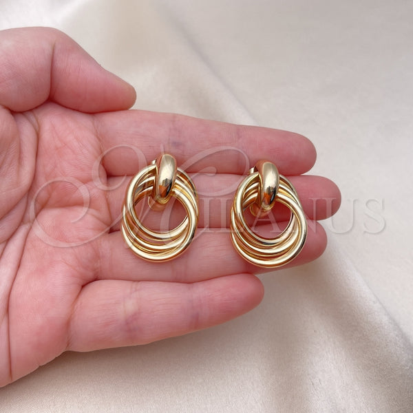 Arete Dormilona 02.196.0119 Oro Laminado, Diseño de Hueco, Pulido, Tono Dorado