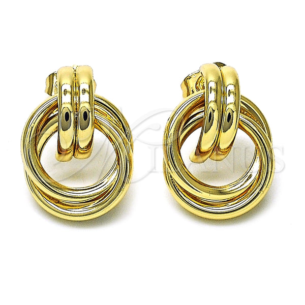 Arete Dormilona 02.196.0120 Oro Laminado, Diseño de Hueco, Pulido, Tono Dorado