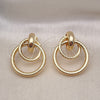Arete Dormilona 02.196.0121 Oro Laminado, Diseño de Hueco, Diamantado, Tono Dorado