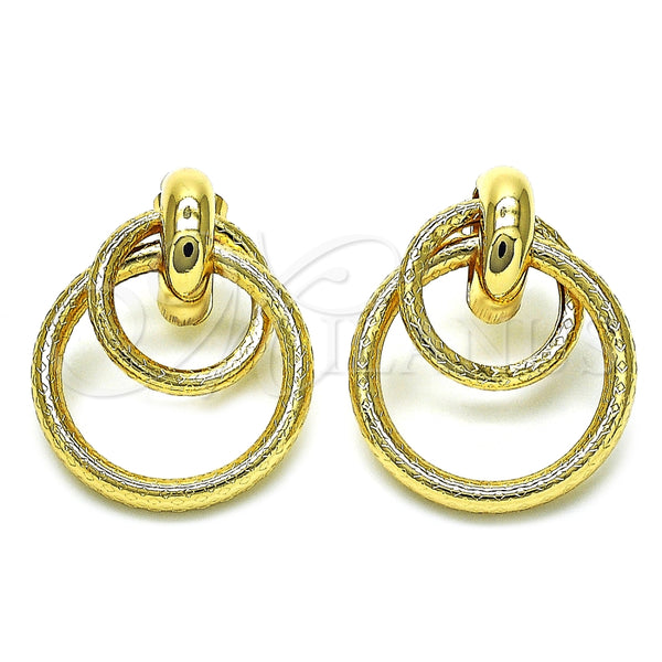 Arete Dormilona 02.196.0121 Oro Laminado, Diseño de Hueco, Diamantado, Tono Dorado