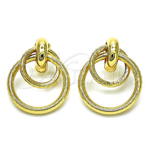 Arete Dormilona 02.196.0121 Oro Laminado, Diseño de Hueco, Diamantado, Tono Dorado