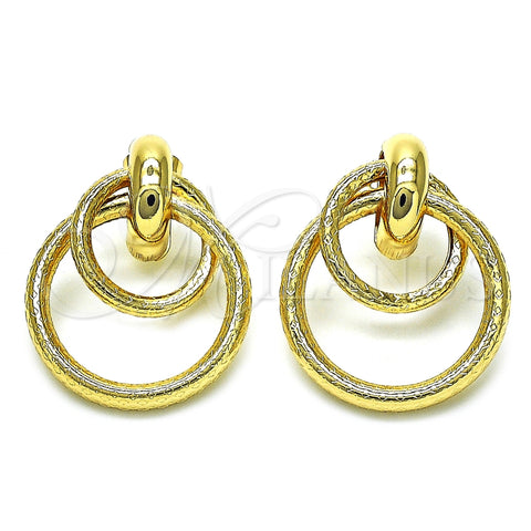 Arete Dormilona 02.196.0121 Oro Laminado, Diseño de Hueco, Diamantado, Tono Dorado