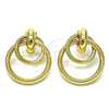 Arete Dormilona 02.196.0121 Oro Laminado, Diseño de Hueco, Diamantado, Tono Dorado
