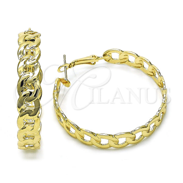 Argolla Mediana 02.196.0116.1.40 Oro Laminado, Diseño de Cubana, Pulido, Tono Dorado