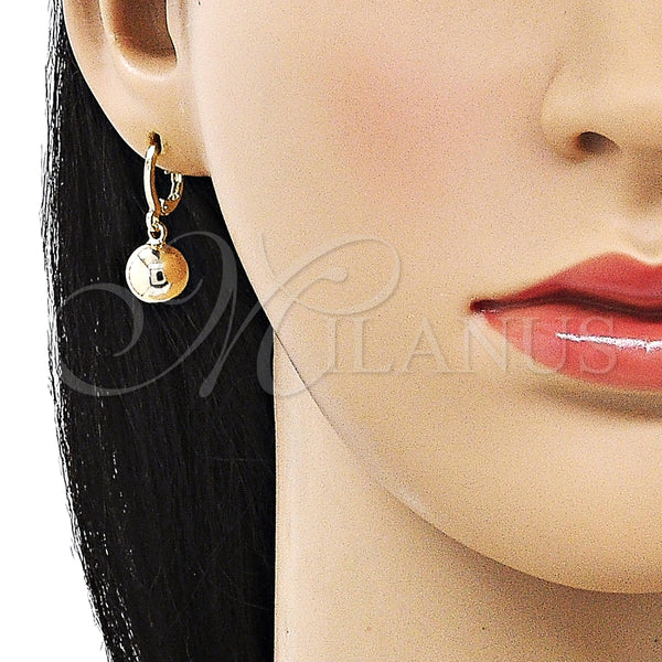 Arete Colgante 02.196.0122 Oro Laminado, Diseño de Bola, Pulido, Tono Dorado