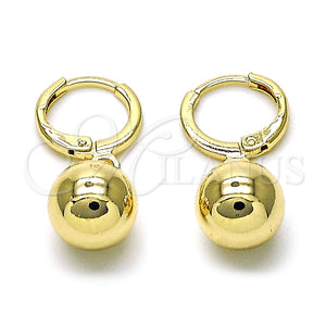 Arete Colgante 02.196.0122 Oro Laminado, Diseño de Bola, Pulido, Tono Dorado