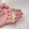 Dije Religioso 05.196.0006.1 Oro Laminado, Diseño de San Judas, Diamantado, Tono Dorado