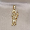 Dije Religioso 05.196.0006.1 Oro Laminado, Diseño de San Judas, Diamantado, Tono Dorado