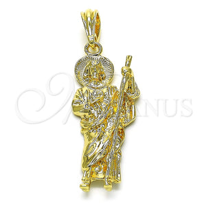 Dije Religioso 05.196.0006.1 Oro Laminado, Diseño de San Judas, Diamantado, Tono Dorado