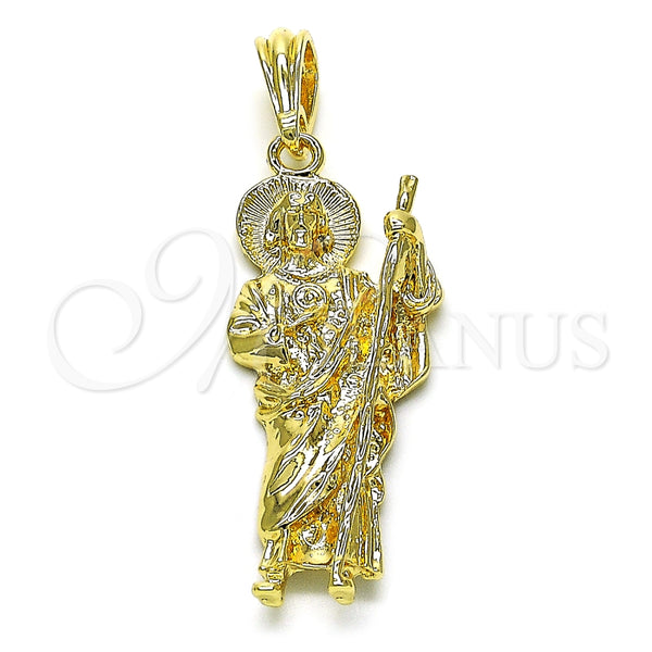 Dije Religioso 05.196.0006.1 Oro Laminado, Diseño de San Judas, Diamantado, Tono Dorado