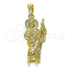 Dije Religioso 05.196.0006.1 Oro Laminado, Diseño de San Judas, Diamantado, Tono Dorado