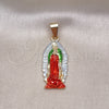 Dije Religioso 05.196.0013 Oro Laminado, Diseño de Guadalupe, Diamantado, Tres Tonos