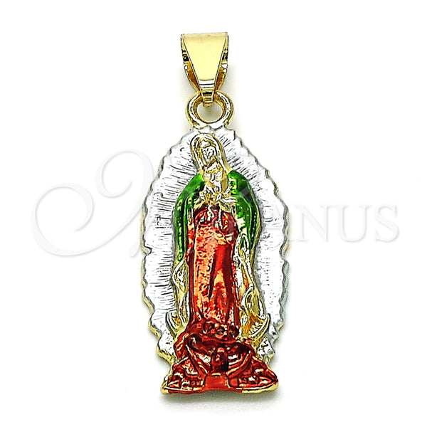 Dije Religioso 05.196.0013 Oro Laminado, Diseño de Guadalupe, Diamantado, Tres Tonos