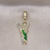 Dije Religioso 05.196.0017 Oro Laminado, Diseño de San Judas, con Cristal Blanca, Diamantado, Tres Tonos