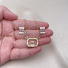 Juego de Arete y Dije de Adulto 10.196.0154.2 Oro Laminado, Diseño de Baguette, con Granate and Blanca Zirconia Cubica, Pulido, Tono Dorado