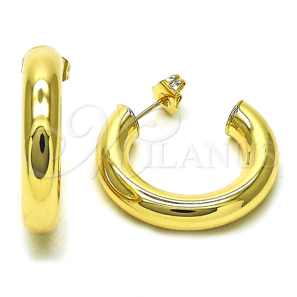 Argolla Mediana 02.163.0312.30 Oro Laminado, Diseño de Hueco, Pulido, Tono Dorado
