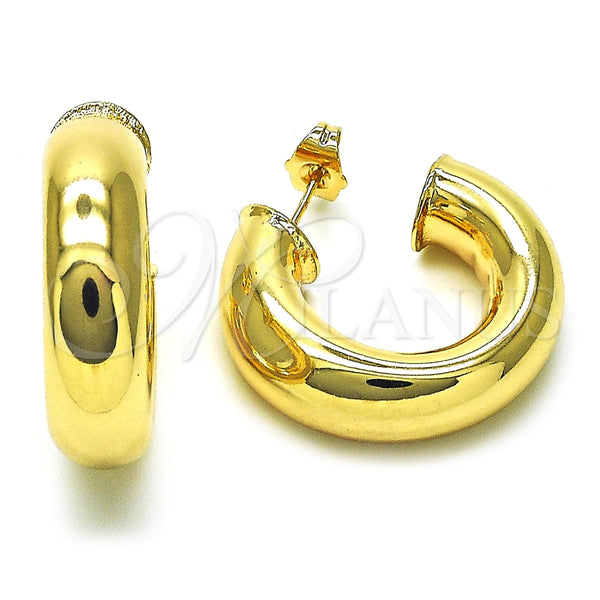 Argolla Mediana 02.163.0313.30 Oro Laminado, Diseño de Hueco, Pulido, Tono Dorado