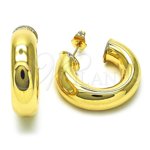 Argolla Mediana 02.163.0313.30 Oro Laminado, Diseño de Hueco, Pulido, Tono Dorado