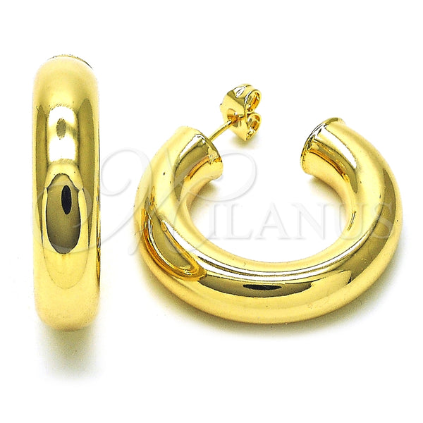 Argolla Mediana 02.163.0313.35 Oro Laminado, Diseño de Hueco, Pulido, Tono Dorado