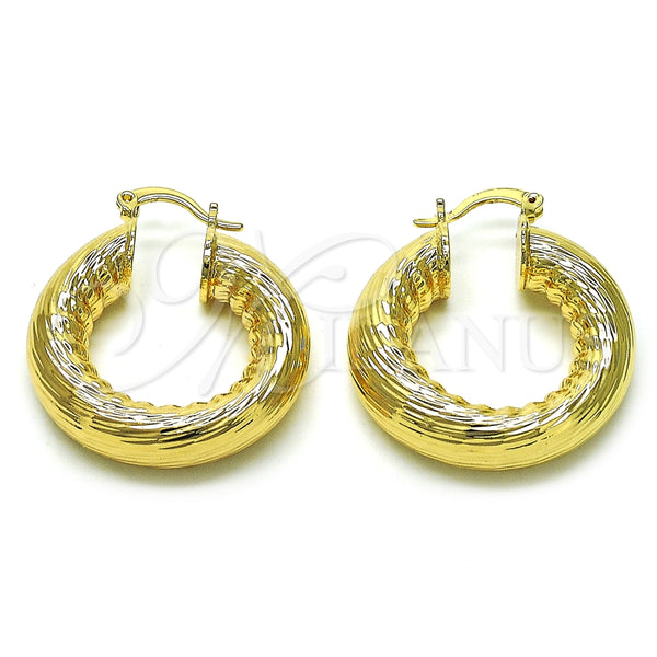 Argolla Mediana 02.163.0316.30 Oro Laminado, Diseño de Hueco, Diamantado, Tono Dorado