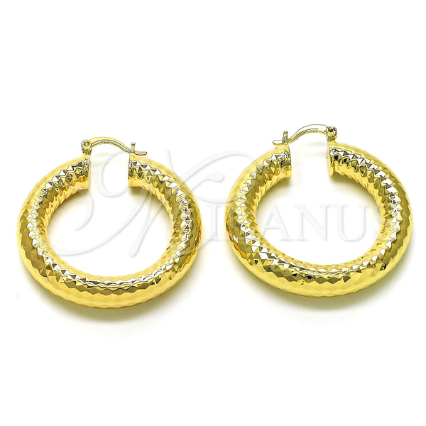 Argolla Mediana 02.163.0317.40 Oro Laminado, Diseño de Hueco, Diamantado, Tono Dorado
