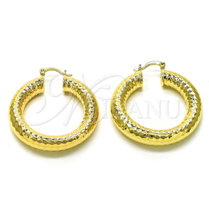 Argolla Mediana 02.163.0317.40 Oro Laminado, Diseño de Hueco, Diamantado, Tono Dorado