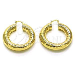 Argolla Mediana 02.163.0145.40 Oro Laminado, Diseño de Hueco, Diamantado, Tono Dorado