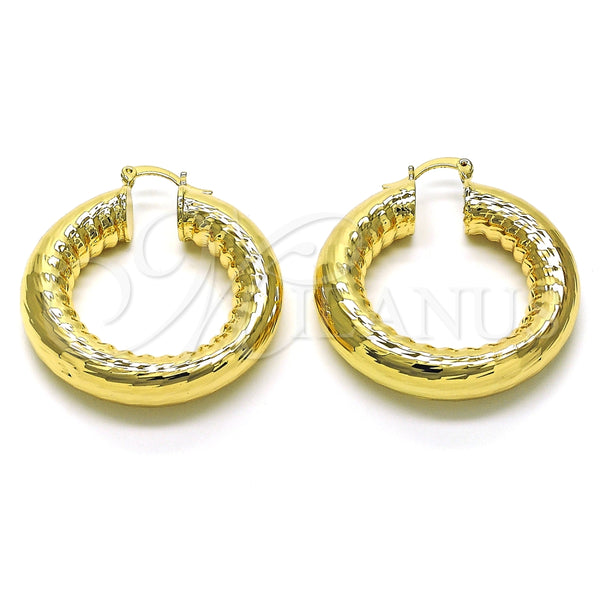 Argolla Mediana 02.163.0145.40 Oro Laminado, Diseño de Hueco, Diamantado, Tono Dorado