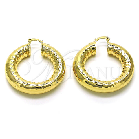 Argolla Mediana 02.163.0145.40 Oro Laminado, Diseño de Hueco, Diamantado, Tono Dorado