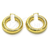Argolla Mediana 02.163.0145.40 Oro Laminado, Diseño de Hueco, Diamantado, Tono Dorado