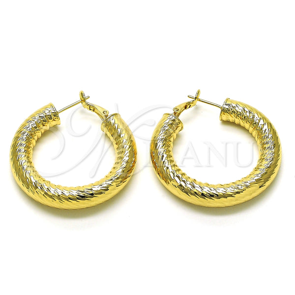 Argolla Mediana 02.163.0318.40 Oro Laminado, Diseño de Hueco, Diamantado, Tono Dorado