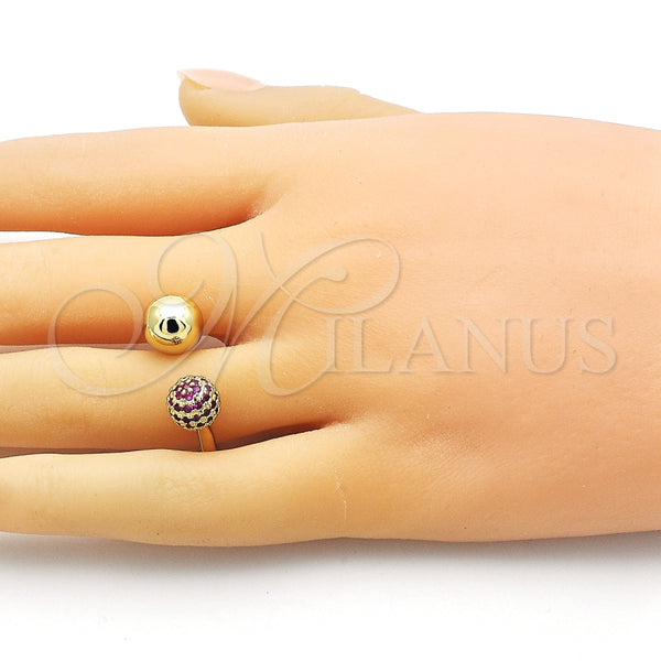 Anillo Multi Piedra 01.341.0131.1 Oro Laminado, Diseño de Bola, con Rubi Micro Pave, Pulido, Tono Dorado (One size fits all)