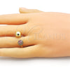 Anillo Multi Piedra 01.341.0131.1 Oro Laminado, Diseño de Bola, con Rubi Micro Pave, Pulido, Tono Dorado (One size fits all)