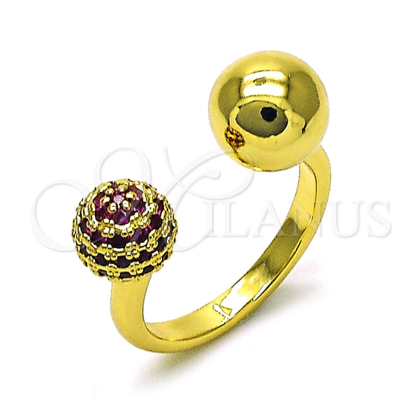 Anillo Multi Piedra 01.341.0131.1 Oro Laminado, Diseño de Bola, con Rubi Micro Pave, Pulido, Tono Dorado (One size fits all)
