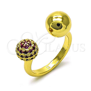 Anillo Multi Piedra 01.341.0131.1 Oro Laminado, Diseño de Bola, con Rubi Micro Pave, Pulido, Tono Dorado (One size fits all)