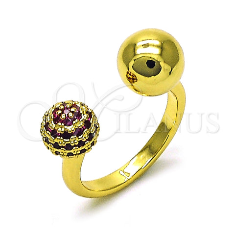 Anillo Multi Piedra 01.341.0131.1 Oro Laminado, Diseño de Bola, con Rubi Micro Pave, Pulido, Tono Dorado (One size fits all)
