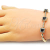 Pulsera Elegante 03.283.0307.1.07 Oro Laminado, con Blanca and Negro Zirconia Cubica, Pulido, Tono Dorado (05 MM Thickness, 7 Inches Length)