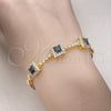 Pulsera Elegante 03.283.0307.1.07 Oro Laminado, con Blanca and Negro Zirconia Cubica, Pulido, Tono Dorado (05 MM Thickness, 7 Inches Length)