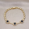 Pulsera Elegante 03.283.0307.1.07 Oro Laminado, con Blanca and Negro Zirconia Cubica, Pulido, Tono Dorado (05 MM Thickness, 7 Inches Length)