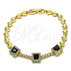 Pulsera Elegante 03.283.0307.1.07 Oro Laminado, con Blanca and Negro Zirconia Cubica, Pulido, Tono Dorado (05 MM Thickness, 7 Inches Length)