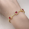 Pulsera Elegante 03.283.0307.2.07 Oro Laminado, con Granate and Blanca Zirconia Cubica, Pulido, Tono Dorado (05 MM Thickness, 7 Inches Length)