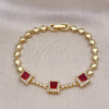 Pulsera Elegante 03.283.0307.2.07 Oro Laminado, con Granate and Blanca Zirconia Cubica, Pulido, Tono Dorado (05 MM Thickness, 7 Inches Length)
