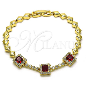 Pulsera Elegante 03.283.0307.2.07 Oro Laminado, con Granate and Blanca Zirconia Cubica, Pulido, Tono Dorado (05 MM Thickness, 7 Inches Length)