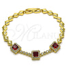 Pulsera Elegante 03.283.0307.2.07 Oro Laminado, con Granate and Blanca Zirconia Cubica, Pulido, Tono Dorado (05 MM Thickness, 7 Inches Length)