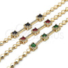 Pulsera Elegante 03.283.0307.2.07 Oro Laminado, con Granate and Blanca Zirconia Cubica, Pulido, Tono Dorado (05 MM Thickness, 7 Inches Length)
