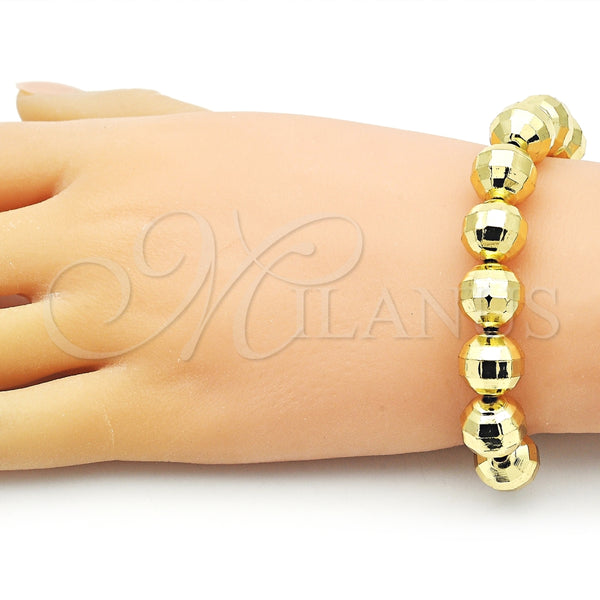 Pulsera Bolo Ajustable 03.368.0096.11 Oro Laminado, Diseño de Bola y Disco, con Blanca Zirconia Cubica, Diamantado, Tono Dorado (12 MM Thickness, 11 Inches Length)