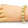 Pulsera Bolo Ajustable 03.368.0096.11 Oro Laminado, Diseño de Bola y Disco, con Blanca Zirconia Cubica, Diamantado, Tono Dorado (12 MM Thickness, 11 Inches Length)